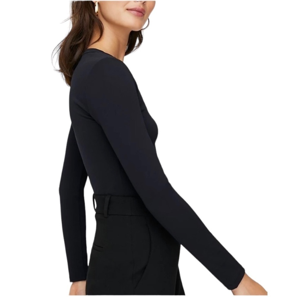 Babaton Aritzia Black Stretch Knit Long Sleeve Crop Top Women’s Large - Picture 2 of 14